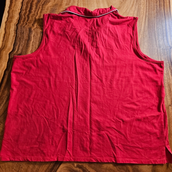 Cotton Ginny Plus Red Sleeveless Polo Shirt Size XL - Picture 3 of 9